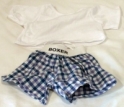 White Tee-Shirt & Blue Plaid Boxer Set 